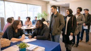 Nouveaux arrivants francophones lors d’un atelier d’accueil dans l’Est de l’Ontario